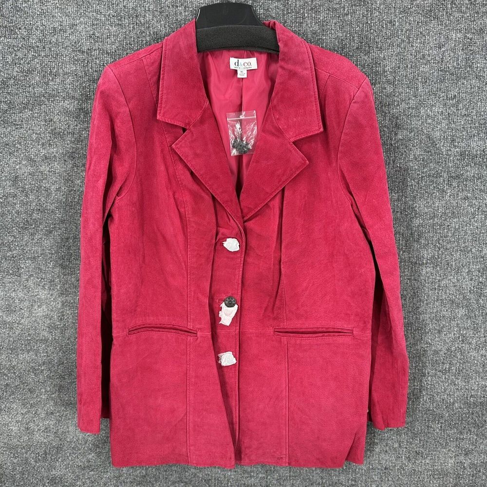 D&Co‎ Denim Company Leather Jacket Womens XL Pink Button Up Lined New